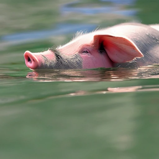 a lazy pig colorful fly swimming