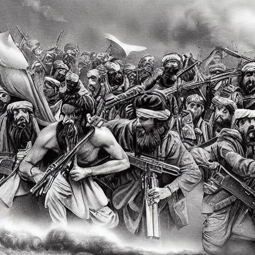 Savage race of taliban artistic depiction 