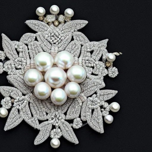 crown is full of diamond flowers and pearls, realistic pearl orn ...