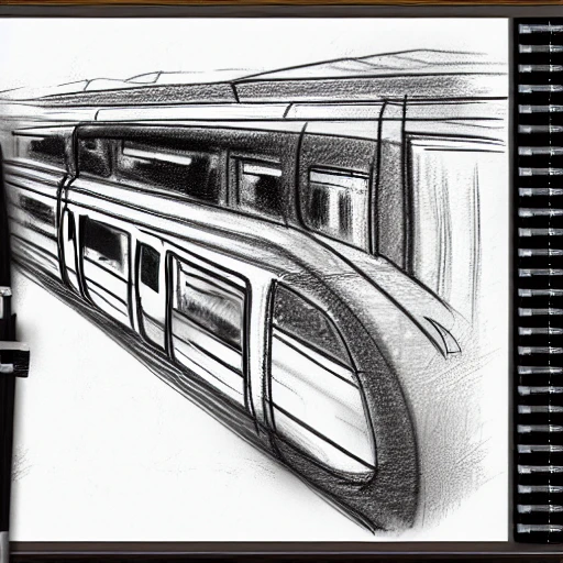 sydney, public transport, v set, train, intercity, Pencil Sketch ...