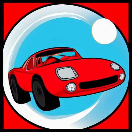 Red Sport car jump to the moon
, Cartoon