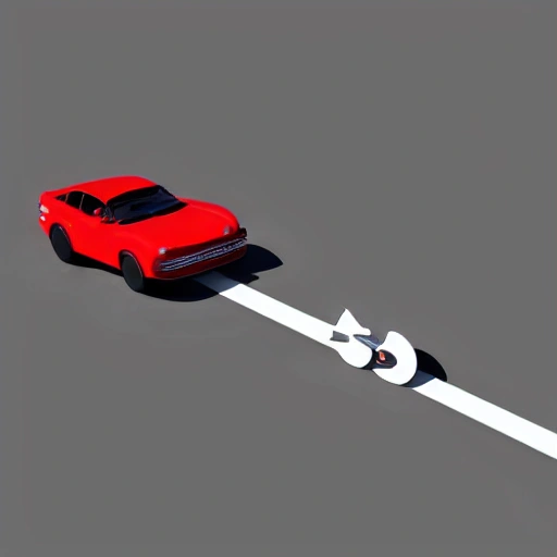 Red Sport car jump over ramp in Front of the moon
, Cartoon, 3D