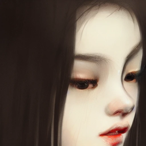 Ruan Jia, night, high detail face, perfect almond eyes, beautifu ...