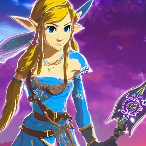 Zelda breath of the wild, Zelda botw great fairy fountain, sunset breath of the wild, beautiful girl, beautiful maiden breath of the wild, beautiful videogame goddess, deadoralive goddess, fairy, demon, vampress, 3D