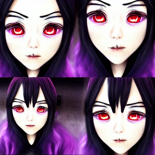 Junji ito tomie realistic, realistic anime girl,  hyperealistic airbrush skin, textured hair, shiny hair, detailed eyes, haunted house background, colorful, elf goddess, nana anime, elfin lied, realistic anime girl, pastels,  glowing gemstones