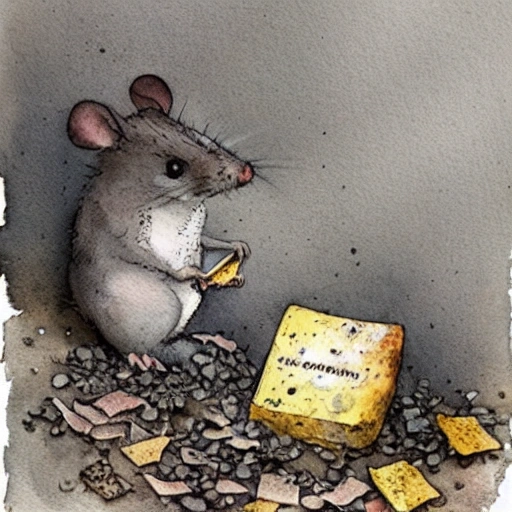 charming gray mouse waits for mail outside the house, ( ( ( ( ( ( ( ( ( ( loose loose watercolor of cheese pieces, granular splatter dripping. muted colors. ) ) ) ) ) ) ) ) ) ) by jean - baptiste monge!!!!!!!!!!!!!!!!!!!!!!!!!!!!!! 