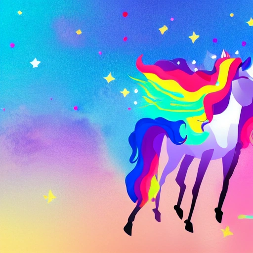 girl on a unicorn in a light bright background with colors - Arthub.ai