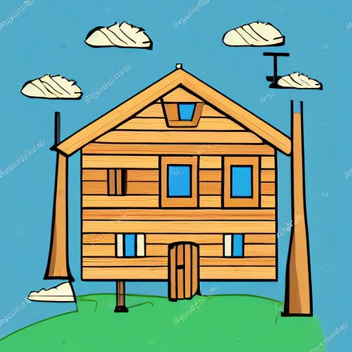 wooden house,Cartoon