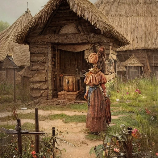 Picture in two halves, a mud hut in one half, a grave in the other half, intricate, highly detailed, 3d, trending on artstation, intricate, elegant, highly detailed, digital painting, artstation, concept art, smooth, sharp focus, illustration, art by artgerm and greg rutkowski and alphonse mucha, 8k