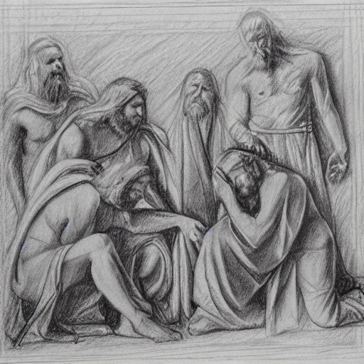 apostles bible 12 draw, Pencil Sketch