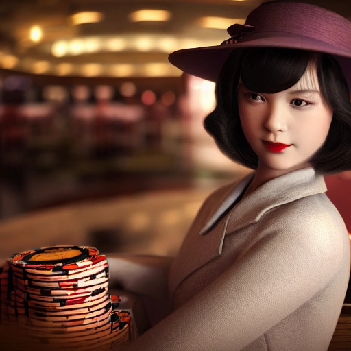 closeup portrait of pure young girl, wearing a coat, the interior of the casino in 30‘Shanghai during the Republic of China, open the sieve jar, surrounded by gamblers and warlords soft cinematic lighting, muted colors, hyperrealistic, 8k, octane render art station Ibuki Satsuki