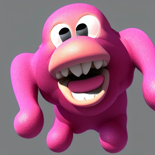 a pink jumping monkey, with a very cheerful smile
, 3D