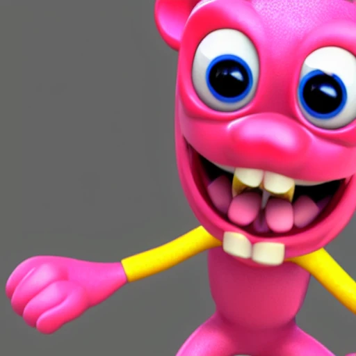 a pink jumping monkey, with a very cheerful smile
, 3D Pixar style
