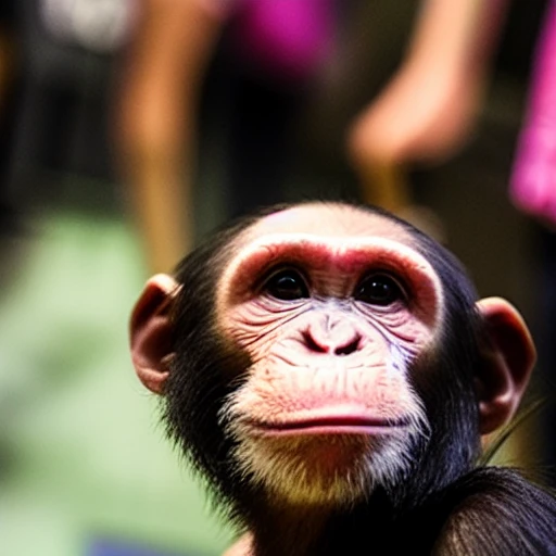 A pink Pembroke chimpanzee cub attending SIGGRAPH
