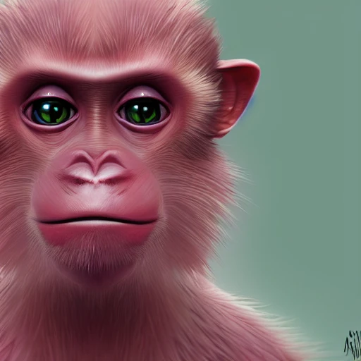 pink monkey, toon, intricate, digital painting, artstation, intricate, concept art, smooth, sharp focus, unreal engine