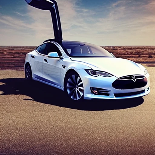 a mix of a tesla car and a space x rocket