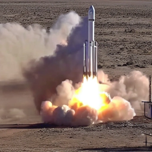 a mix between tesla model y and a space x falcon 9 rocket flying in space