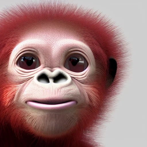 a Friendly happy pink orangutan baby
, 3D