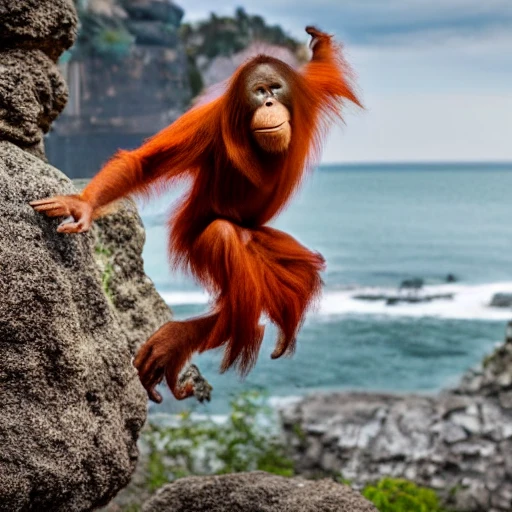 modern disney (evil orangutan) jumping on rocks