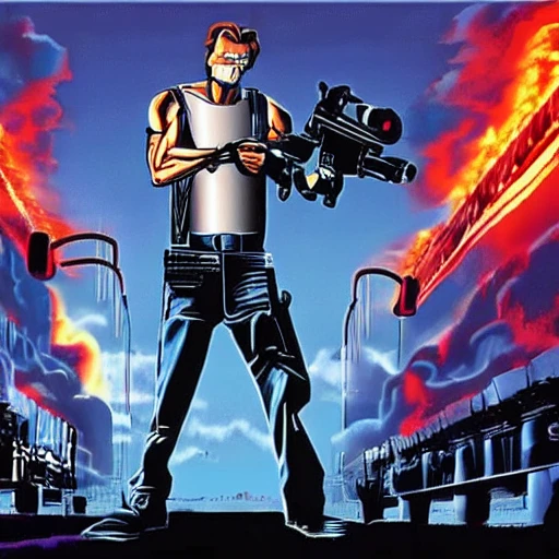 dvd screen grab of “Terminator” in the style of an animated Disney classic movie