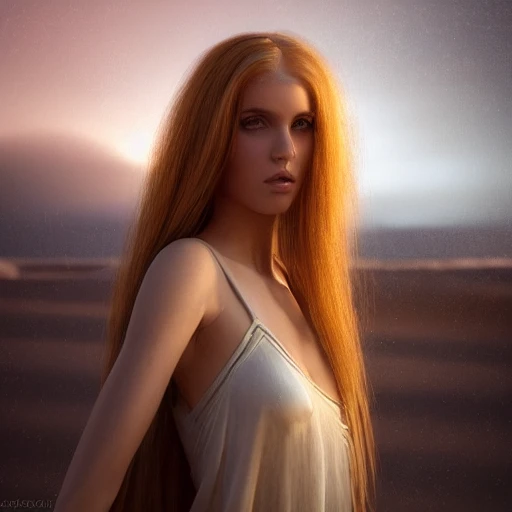 statuesque Swedish woman, beautiful face, long golden hair, smooth skin, very detailed, in the style of American artist Julie Bell, 8k, hyperrealistic, perfect composition, soft cinematic lighting, background blur, octane render,