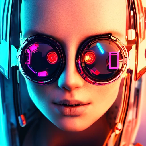 side close up portrait of 1 cyberpunk girl, detailed face, spotlight, cyberpunk city, wired, multicolored, vibrant high contrast, hyperrealistic, photografic, 8k, epic ambient light, octane render, 3D, Trippy, Trippy