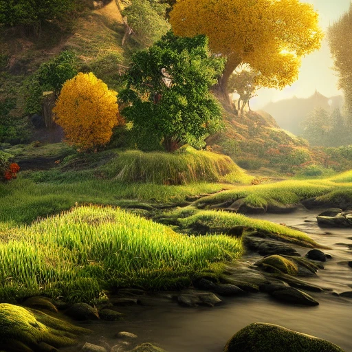 A realistic beautiful natural landscape, 8k resolution, hyper detailed, , 3D