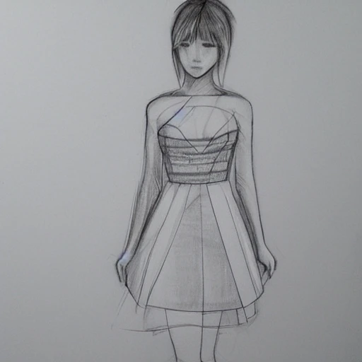 Karen Hojo is wearing a live performance dress, Pencil Sketch 2D 