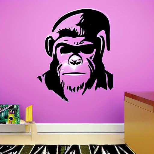 cool synthwave dj chimp stencil