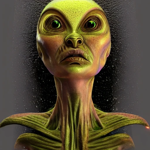 Female alien, translucid skin, steam of water instead of hair , 3D