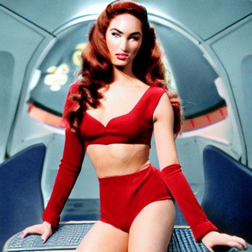 

A spunky vivacious young woman, on deck of the starship enterprise, with curly bouncy long blond hair, with body of ,Megan Fox, Persian hauntingly beautiful symmetrical face with hypnotic deep dark blue eyes, in translucent micro mini sheer, star trek Enterprise red stiletto high heels thigh high stockings, symmetrical eyes, legs open, beautiful symmetrical face, revealing chest open sheer translucent shirt, cherry red full lips + sheer short translucent shear micro mini skirt with open sides, Photorealistic portrait of a beautiful woman.Ground-Shot, Ground-Shot Angle,  Photograph, Hyper realistic,Low-Angle Shot, Low Angle  Photorealistic, Photorealism,body symmetrical anatomy full body portrait,photorealistic skin f 5.6 + 85mm , extremely detailed,maximum texture ,maximum details,dramatic clair obscur, ultra-realistic, soft shadows RHADS, low angle shot, cinematic lighting,visual clarity, 200mm, UHD, 32k, 16k, 8k, 3D shading, Tone Mapping, Ray Tracing Global Illumination, Diffraction Grating, Crystalline, Lumen Reflections, Super-Resolution, gigapixel, color grading, retouch, enhanced, PBR, Blender, V-ray, Procreate, zBrush, 360 3d view, Unreal Engine 5, Cinema 4D, ROMM RGB, Adobe After Effects, 3DCG, VFX, SFX, FXAA, SSAO, 3D,high fantasy, cinematic lighting, romantic--ar3:2 --test --creative - -v 4 - s 1000 