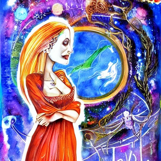 The Female ALCHEMIST is ready to take you far away, in a different dimension, where Life flows only for the pleasure of living, always present in Time and Space, 4Kresolution,
Water Color