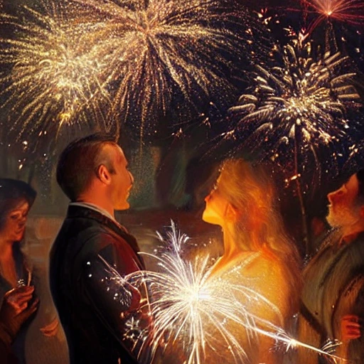 hyperrealistic oil painting, ultrarealistic image of New Year