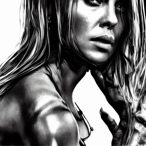 vin diesel, carmen electra, concept art, cyberpunk illustration, intricate, highly detailed 8 k, smooth, matte, sharp focus, rim light, beautiful and aesthetic shape of face and body, artgerm, artstation, art by gharliera and rinotuna and junpei
