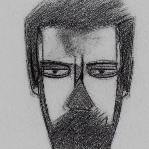 a head , man, cool, Cartoon, Pencil Sketch