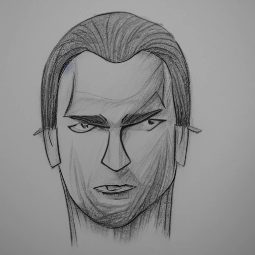 a head , man, cool, Cartoon, Pencil Sketch