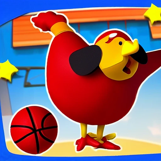 chicken play basketball and sing