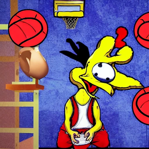 chicken play basketball and sing, Trippy