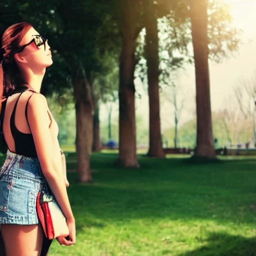 a beautiful woman in park