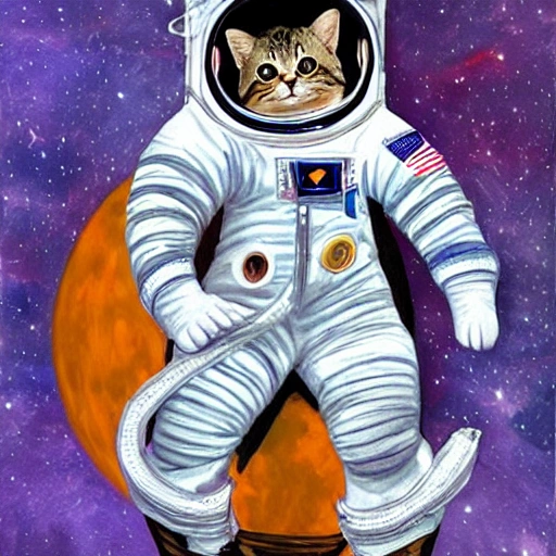 a cat as astronaut in space