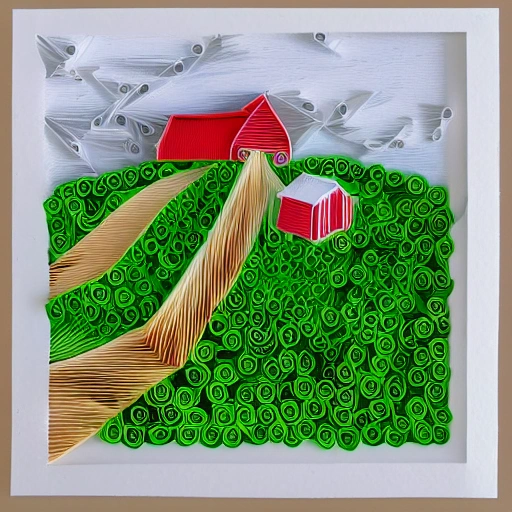 dairy farm environment, paper cut art, paper quilling, paper illustration, very detailed, 8k