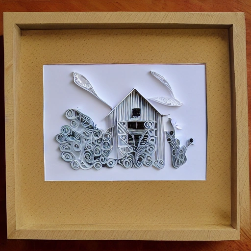 dairy farm, paper cut art, paper quilling, paper illustration, very detailed, 8k