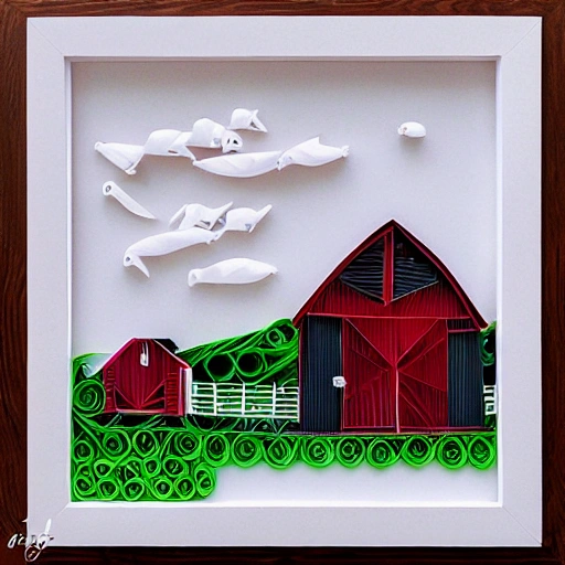 dairy farm, paper cut art, paper quilling, paper illustration, very detailed, 8k