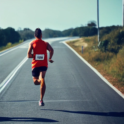 athlete running on the road
