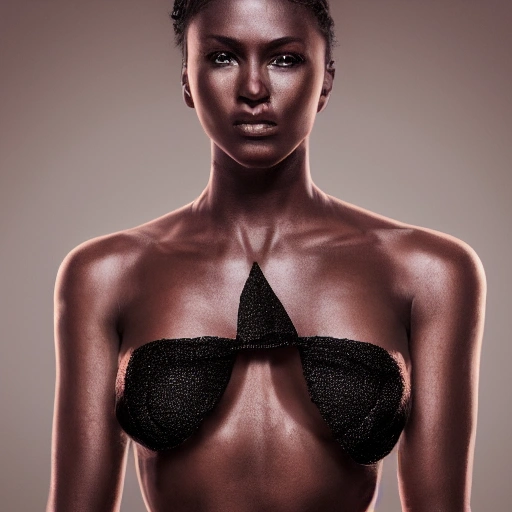 1 sexy girl, brown skin, perfect breast, detailed face, black dr 
