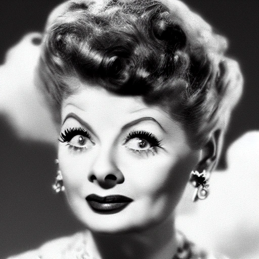 lucille ball in the sky with diamonds and clouds, cinematic lighting, 4k