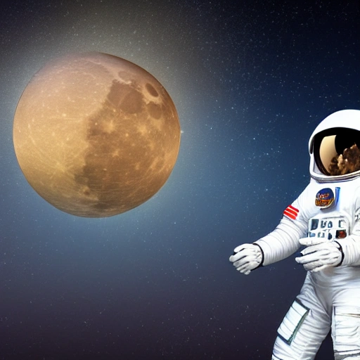 bitcoin in space to the moon, 3D, astronaut waving