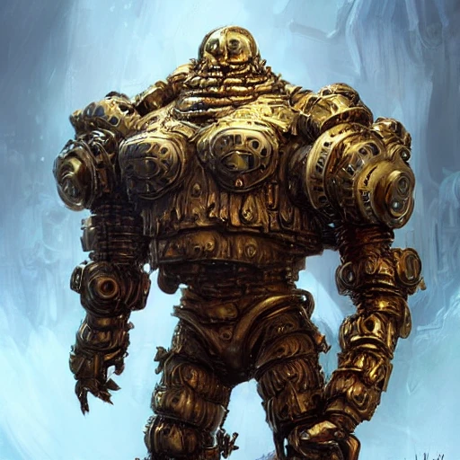 a very beautiful highly detailed, (Golden golem figurine:1.3), b ...