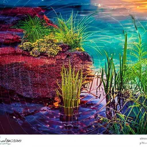 happy new year , sunset Beautiful light. Water and plants. Nice colour scheme, soft warm colour. Beautiful detailed  water color

