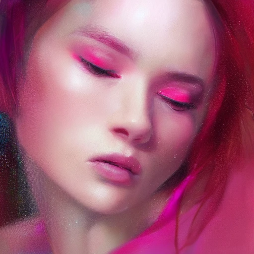 happy new year Professional painting of vision pink eyedrawing projecting photorealistic 8k render highly détailed,  volumetric lighting, epic composition, photorealism, very high detail,  android  by Jeremy Mann, Rutkowski and other Artstation illustrators, intricate details, face, portrait, headshot, illustration, UHD